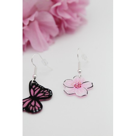 Boucles D'oreilles Papillons Turquoise En émail - Style Printanier, Dormeuses, Fantaisie